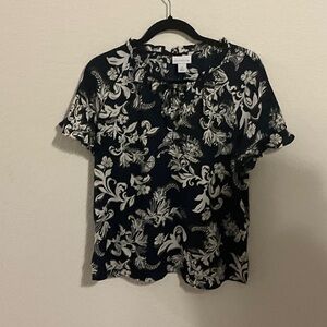 Liz Claiborne Black and White Floral Blouse